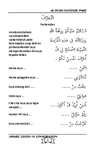 Gambar PDF Bahasa Timur Tengah - Pengenalan Kata Arab